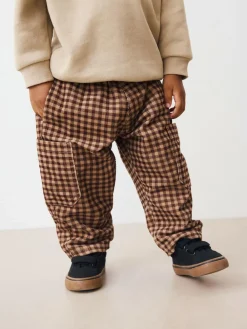 Next Brown Gingham Corduroy Wide Leg Trousers (3mths-7yrs)^BOY Pants & Leggings|Pants & Chinos