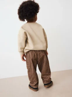 Next Brown Gingham Corduroy Wide Leg Trousers (3mths-7yrs)^BOY Pants & Leggings|Pants & Chinos