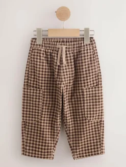 Next Brown Gingham Corduroy Wide Leg Trousers (3mths-7yrs)^BOY Pants & Leggings|Pants & Chinos