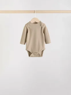 Next Brown Long Sleeve Baby Bodysuits 5 Pack^BOY Multipacks|Bodysuits & Vests