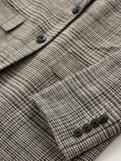 Discount Next Brown N.Premium Check Linen Rich Single Breasted Blazer