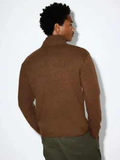 Next Brown N.Premium Mid-Weight Bushwick Graphic Zip Neck Jumper^ Loungewear