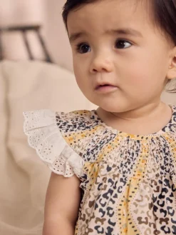 Next 100% Cotton Printed Baby Broderie Romper^ Rompers & Overalls