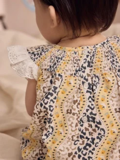 Next 100% Cotton Printed Baby Broderie Romper^ Rompers & Overalls