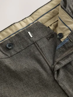 Next Regular Fit Smart Brushed Cotton Textured Trousers^ Pants & Chinos
