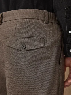 Next Regular Fit Smart Brushed Cotton Textured Trousers^ Pants & Chinos