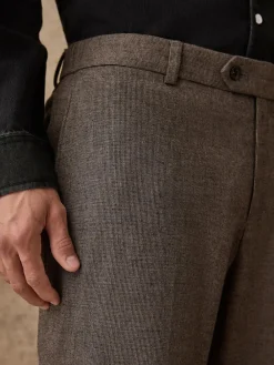 Next Regular Fit Smart Brushed Cotton Textured Trousers^ Pants & Chinos