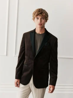 Sale Next Regular Fit Velvet Blazer Brown