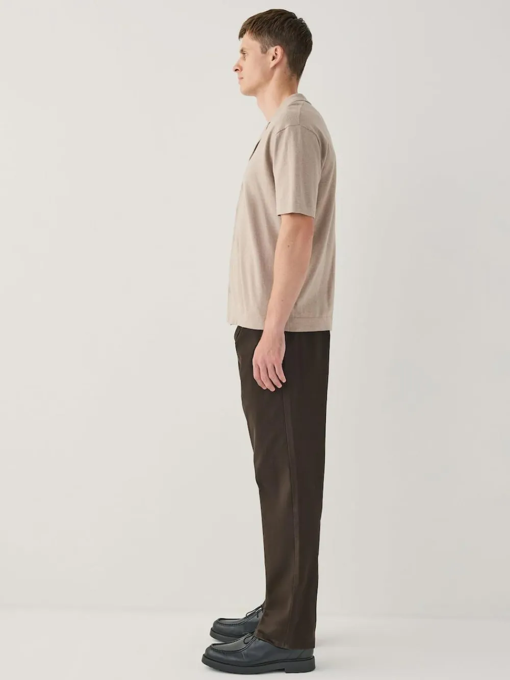 Discount Next Regular Tapered Fit Single Pleated Stretch Chinos Trousers Brown