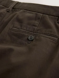 Discount Next Regular Tapered Fit Single Pleated Stretch Chinos Trousers Brown