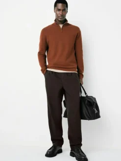 Outlet Next Relaxed Tapered Fit Twin Pleated Stretch Chinos Trousers Brown