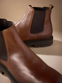 Next Brown Signature Leather Chelsea Boots