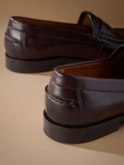 Next Brown Signature Leather Sole Woven Loafers^ Shoes