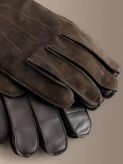 Hot Next Brown Signature Suede Gloves