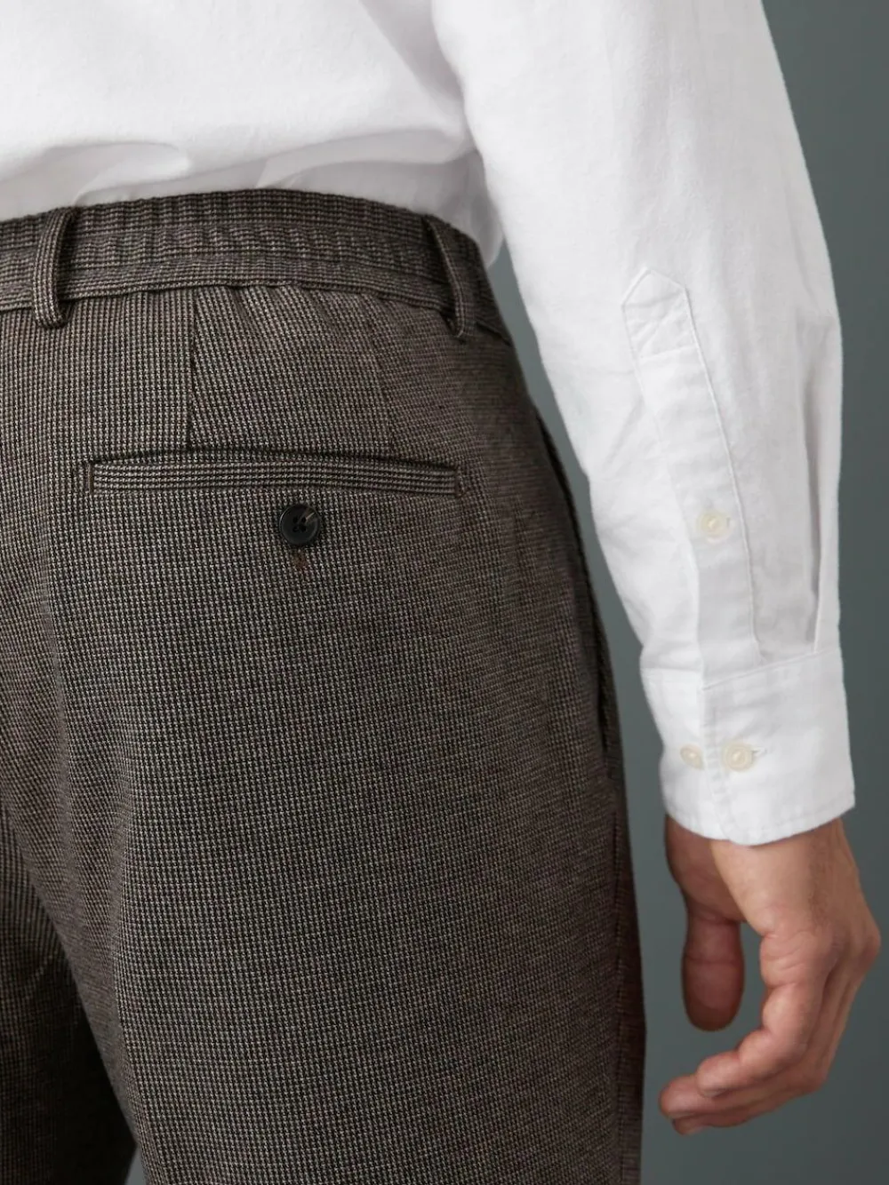 Next Slim Fit Smart Elasticated Back Textured Trousers with Stretch^ Pants & Chinos