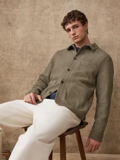 Outlet Next Brown Smart Textured Twill Chore Jacket With Wool