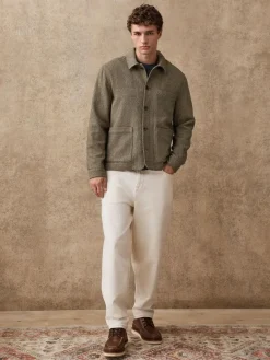 Outlet Next Brown Smart Textured Twill Chore Jacket With Wool