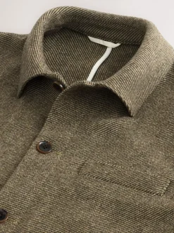Outlet Next Brown Smart Textured Twill Chore Jacket With Wool