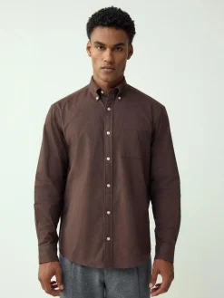 New Next Brown Soft Touch Oxford Long Sleeve Shirt