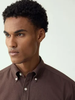 New Next Brown Soft Touch Oxford Long Sleeve Shirt