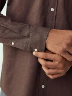 New Next Brown Soft Touch Oxford Long Sleeve Shirt