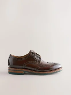 Clearance Next Standard Fit Leather Contrast Sole Chunky Brogues Shoes Brown
