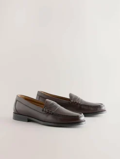 Clearance Next Standard Fit Leather Penny Loafers Brown