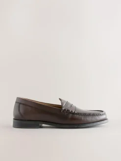 Clearance Next Standard Fit Leather Penny Loafers Brown