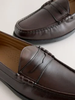 Clearance Next Standard Fit Leather Penny Loafers Brown