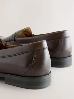 Clearance Next Standard Fit Leather Penny Loafers Brown