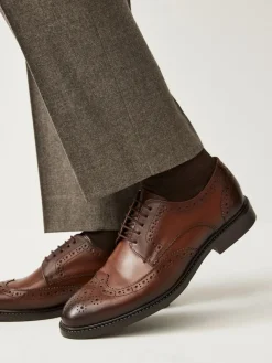 Clearance Next Standard Fit Leather Derby Brogues Brown