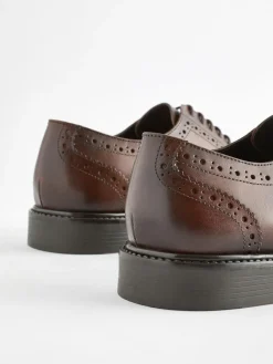 Clearance Next Standard Fit Leather Derby Brogues Brown