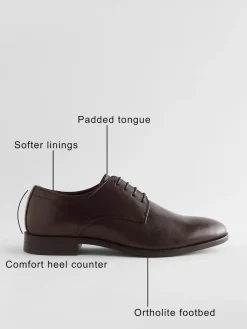 Next Standard Fit Leather Plain Derby Shoes^ Shoes