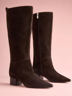 Hot Next Tabitha Simmons x Cassidy Knee High Block Heel Boots Brown Suede