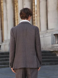 Online Next Brown Tailored Fit Wool Blend Puppy Tooth Texture Suit Jacket