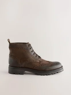 Next Brown Tall Chunky Lace-Up Brogue Boots^ Boots|Boots