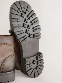 Next Brown Tall Chunky Lace-Up Brogue Boots^ Boots|Boots