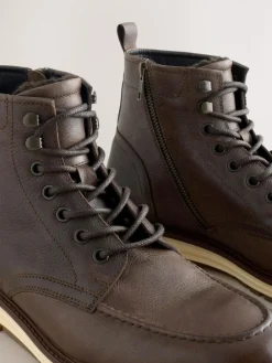 Hot Next Tall Leather Apron Toe Boots Brown