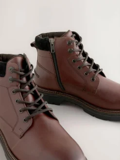 Clearance Next Tall Leather Zip-Up Boots Brown