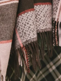 Next Brown Textured Check Midweight Scarf^Women Hats, Gloves & Scarves|Hats, Gloves & Scarves