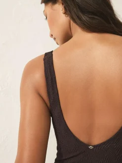 Next Brown Textured Scoop Neck Tummy Control Swimsuit^Women Swimwear