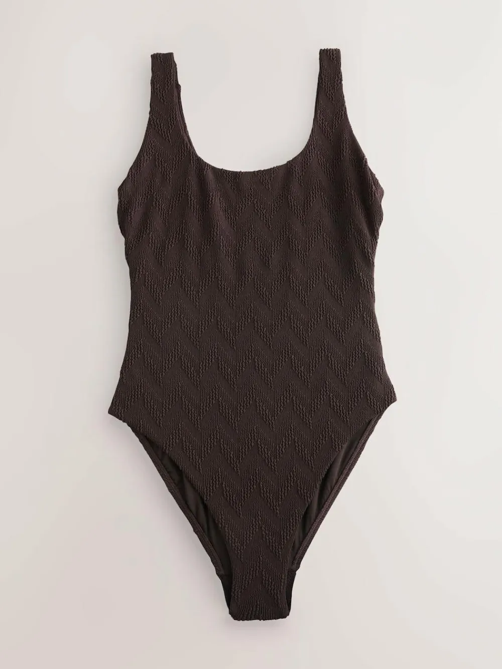 Next Brown Textured Scoop Neck Tummy Control Swimsuit^Women Swimwear