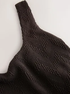 Next Brown Textured Scoop Neck Tummy Control Swimsuit^Women Swimwear