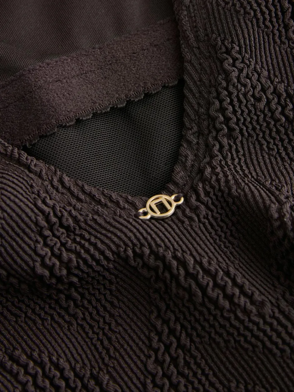 Next Brown Textured Scoop Neck Tummy Control Swimsuit^Women Swimwear