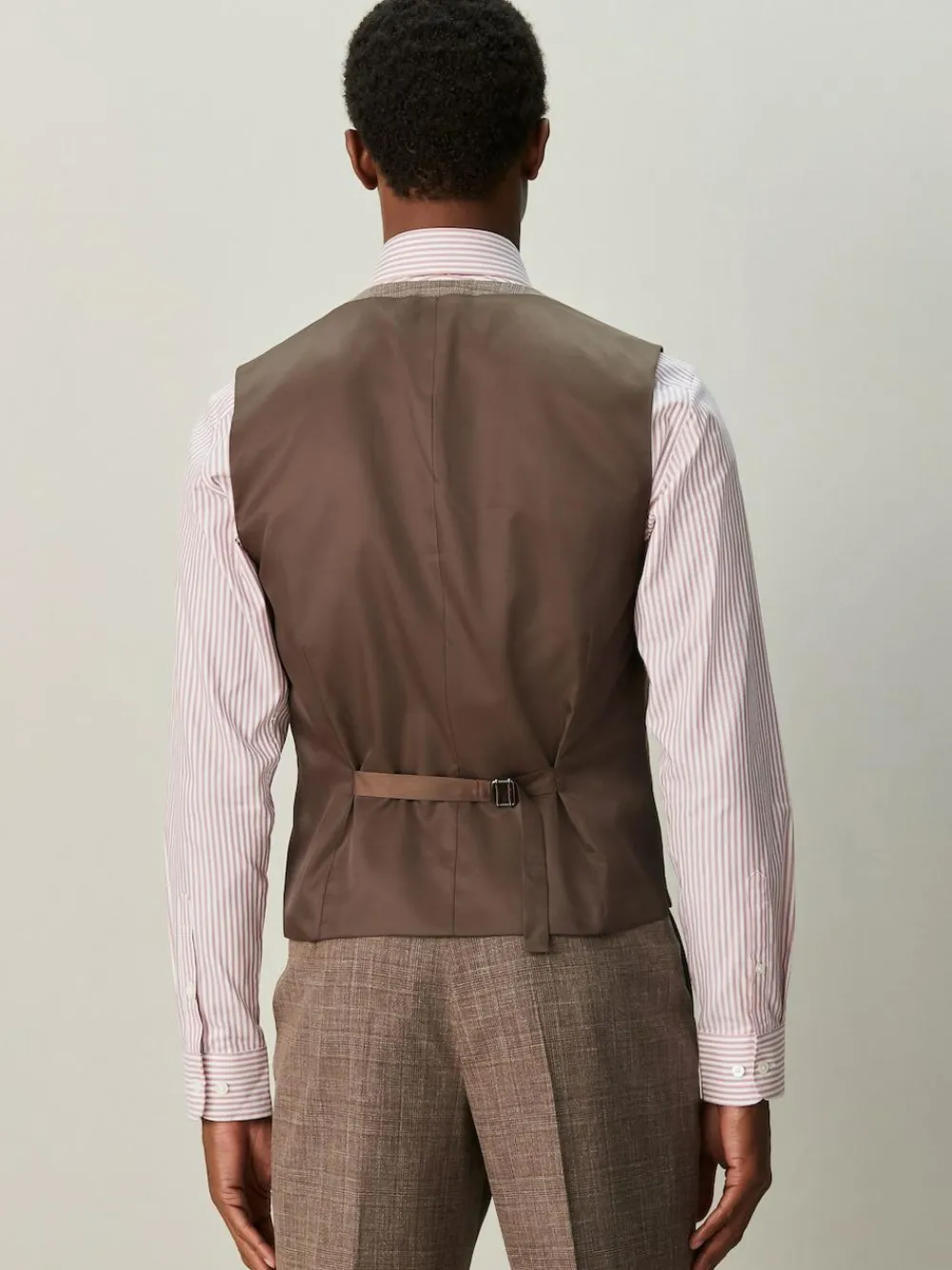 Clearance Next Trimmed Check Suit Waistcoat Brown