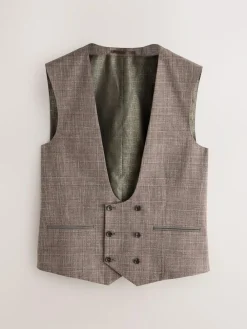 Clearance Next Trimmed Check Suit Waistcoat Brown