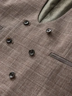 Clearance Next Trimmed Check Suit Waistcoat Brown