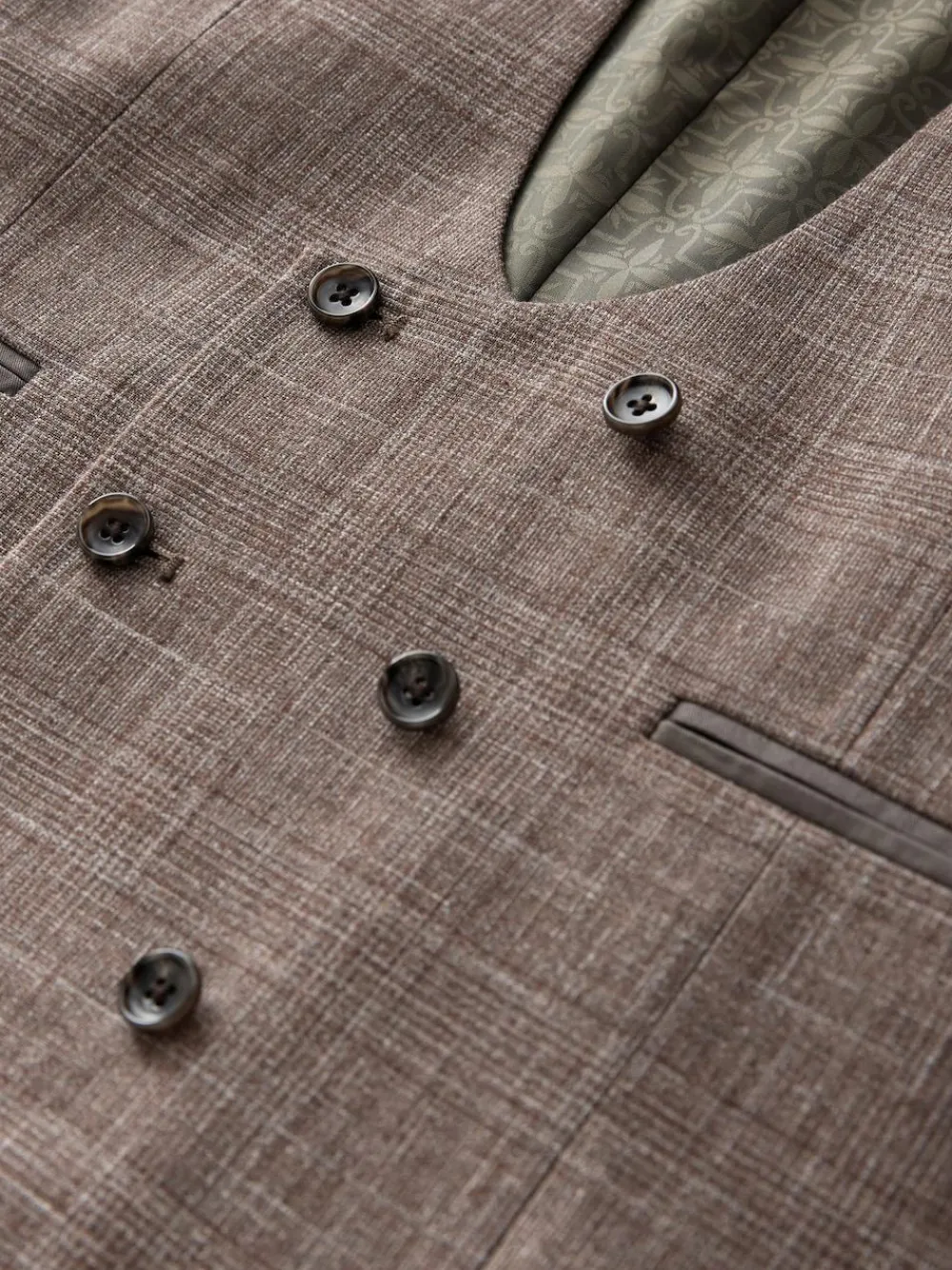 Clearance Next Trimmed Check Suit Waistcoat Brown