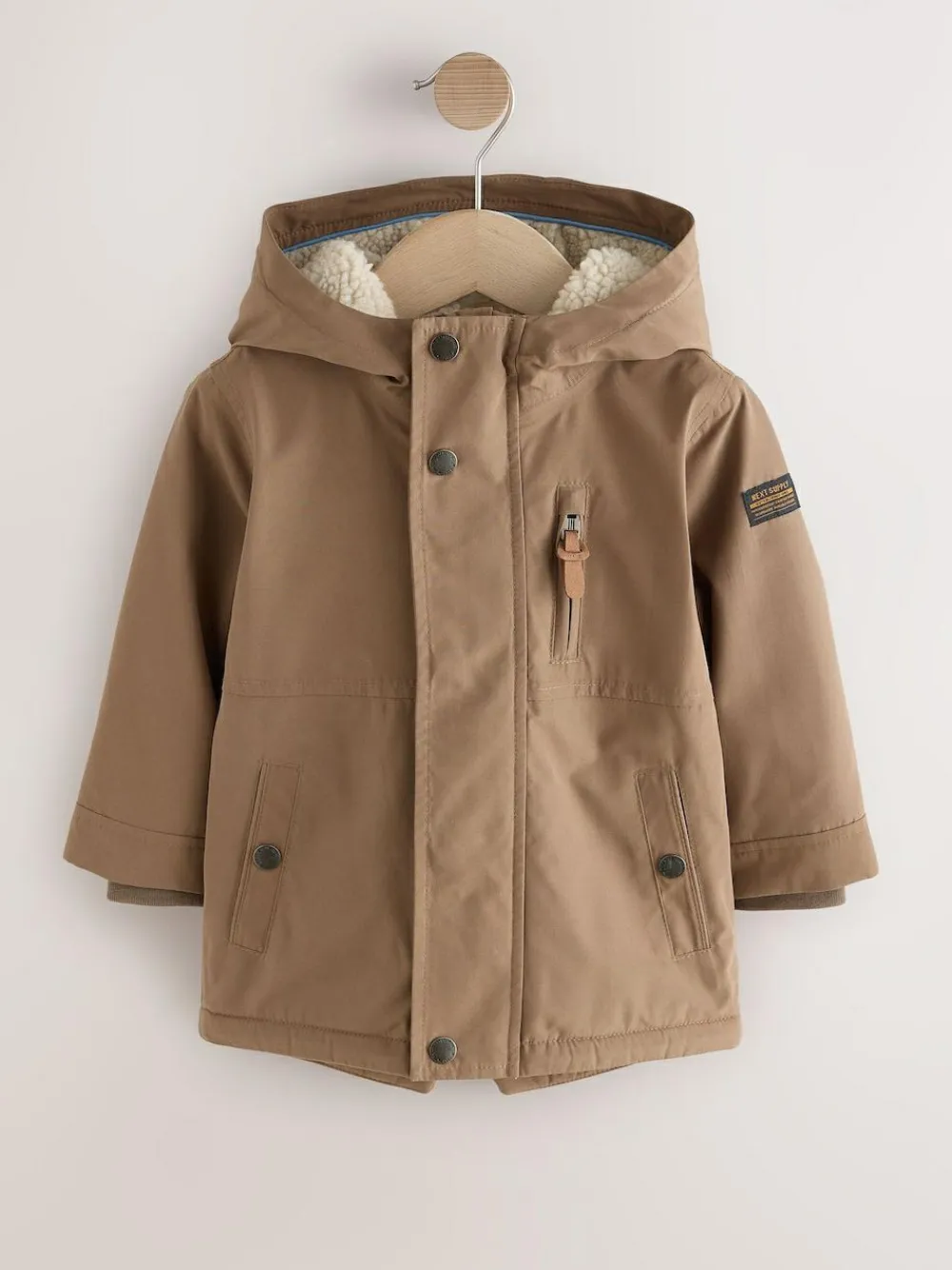 New Next Brown Waterproof Borg Lined Parka Coat (3mths-7yrs)