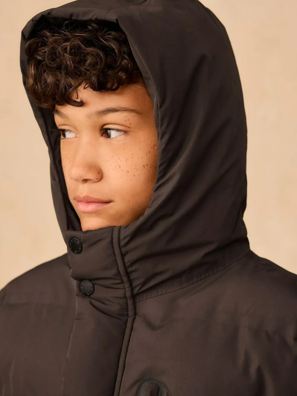 Outlet Next Waterproof Long Line Fleece Lined Puffer Coat (3-17yrs) Brown